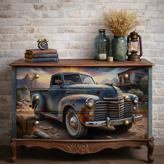 Oude Truck Decoupage Tissuepapier