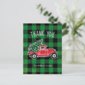Oude Truck Groen Buffalo Plaid Dank Je Wel Feestdagenkaart (Staand voorkant)