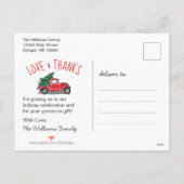 Oude Truck Groen Buffalo Plaid Dank Je Wel Feestdagenkaart (Achterkant)