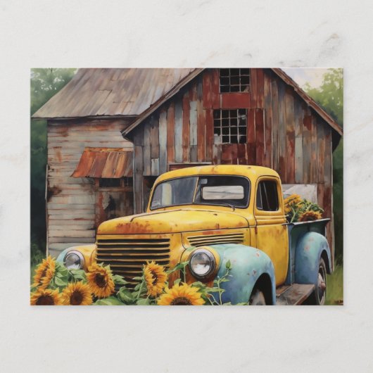 Oude Truck Scenery Briefkaart (Voorkant)