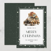 Oude Truck Sneeuwcadeaus Sterren Vrolijke Kerst Ka Feestdagenkaart (Voorkant / Achterkant)