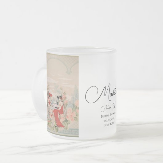 Oude Tuin Bloemen Tijd voor Thee Bruids douche Matglas Koffiemok (Voorkant links)