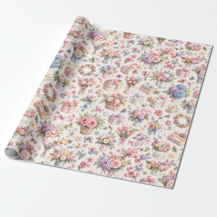 Oude Tuin Bloempatroon Romantische Rozen Cadeaupapier