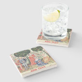 Oude tuin, telers, wijn, bewerk tekst stenen onderzetter (Zijkant)