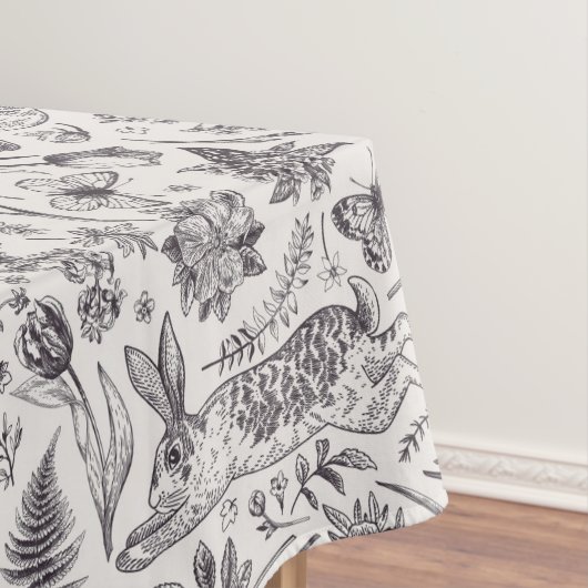 Oude Tuin Vlindertjes Konijn Paasfeest Tafelkleed (Voorbeeld)