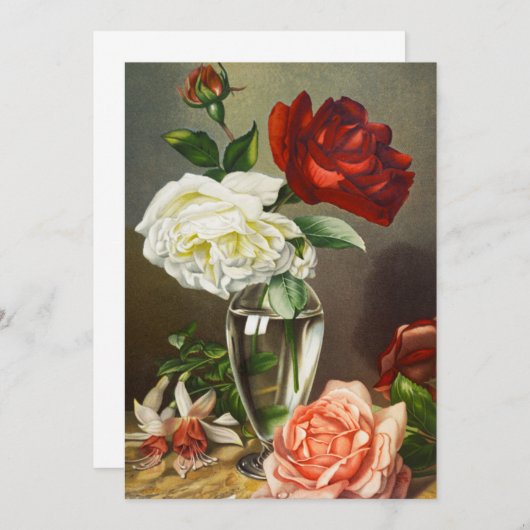 Oude tuinrozen in een glazen vaas (Voorkant / Achterkant)