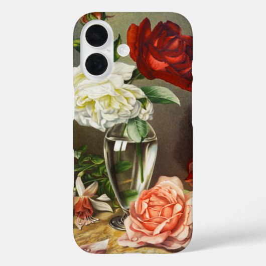 Oude tuinrozen in een glazen vaas Case-Mate iPhone case (Achterkant)