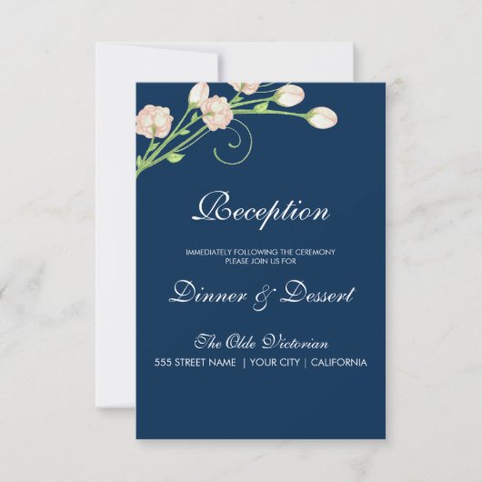 Oude tuinrozen op blauw - Ontvangstkaart Kaart (Voorkant)