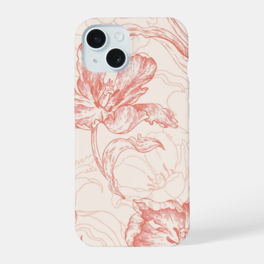 Oude Tulp Bloemmotief iPhone 15 Case (Achterkant)