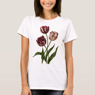 Oude tulpen met verschillende kleuren t-shirt