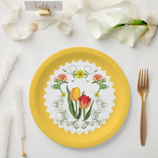 Oude tulpen papieren bordje (Huwelijk)