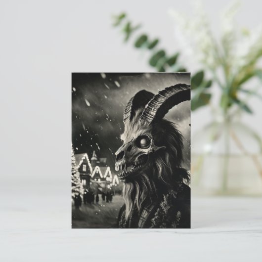 Oude Tup (geitenkop skelet) Kerstmis horror Briefkaart (Staand voorkant)