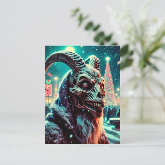 Oude Tup (geitenkop skelet) Kerstmis horror Briefkaart (Staand voorkant)