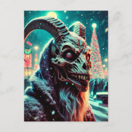 Oude Tup (geitenkop skelet) Kerstmis horror Briefkaart