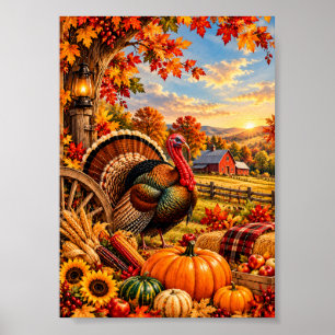 Oude Turkije Thanksgiving Kaart Poster