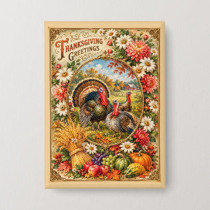 Oude Turkse Thanksgiving-kaart Button