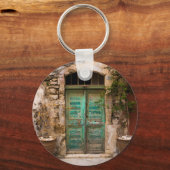 Oude Turquoise-deur op Kreta, Griekenland Sleutelhanger (Voorkant)
