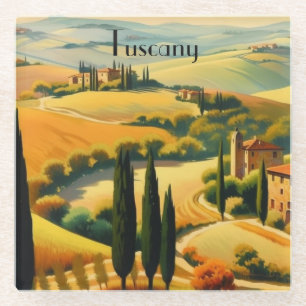 Oude Tuscane Platteland Aangepaste Tekst Glazen Onderzetter