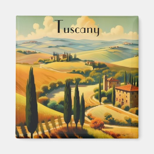 Oude Tuscane Platteland Aangepaste Tekst Magneet (Voorkant)