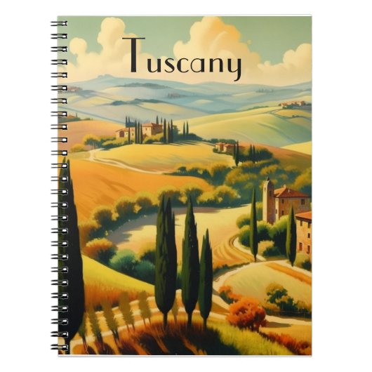 Oude Tuscane Platteland Aangepaste Tekst Notitieboek (Voorkant)