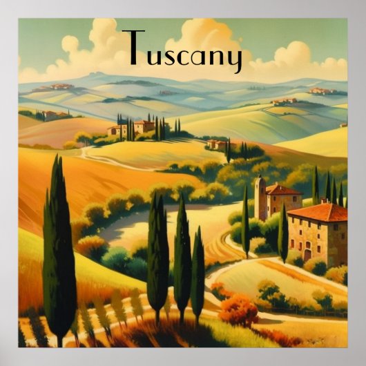 Oude Tuscane Platteland Aangepaste Tekst Poster (Voorkant)