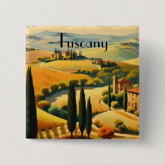 Oude Tuscane Platteland Aangepaste Tekst Vierkante Button 5,1 Cm (Voorkant)