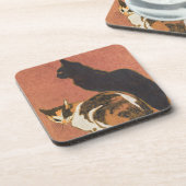 Oude Twee Katten Schilderij Steinlen Bier Onderzetter (Linkerzijde)