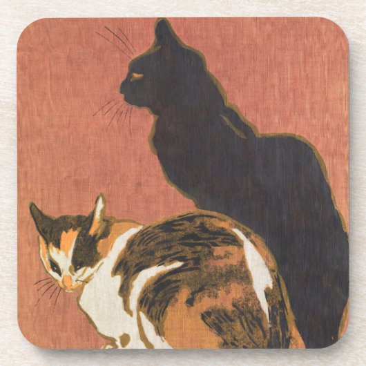 Oude Twee Katten Schilderij Steinlen Bier Onderzetter (Voorkant)