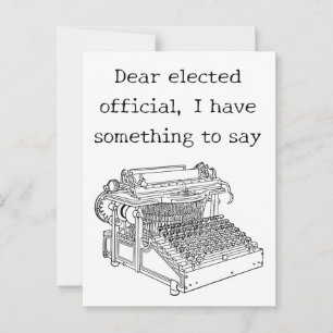 Oude typemachine bericht aan gekozen ambtenaren briefkaart