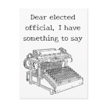 Oude typemachine bericht aan gekozen ambtenaren