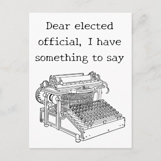 Oude typemachine bericht aan gekozen ambtenaren briefkaart (Voorkant)