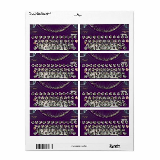 Oude typemachine etiket (Full Sheet)