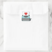 Oude typemachine Liefdesbrief Hart Vierkante Sticker (Tas)