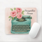 Oude typemachine waterverf roze  muismat (Met muis)