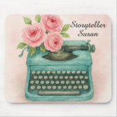 Oude typemachine waterverf roze  muismat (Voorkant)