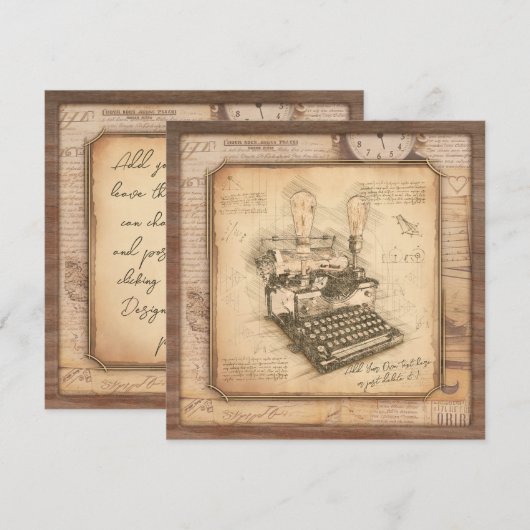 Oude  Typewriter. Auteur / Schrijver Gift Feestdagenkaart (Voorkant / Achterkant)