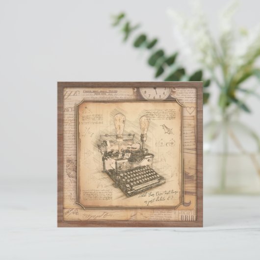 Oude  Typewriter. Auteur / Schrijver Gift Feestdagenkaart (Staand voorkant)