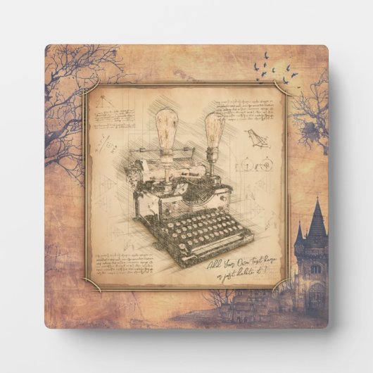 Oude Typewriter. Auteur / Schrijver Gift Fotoplaat (Voorkant)