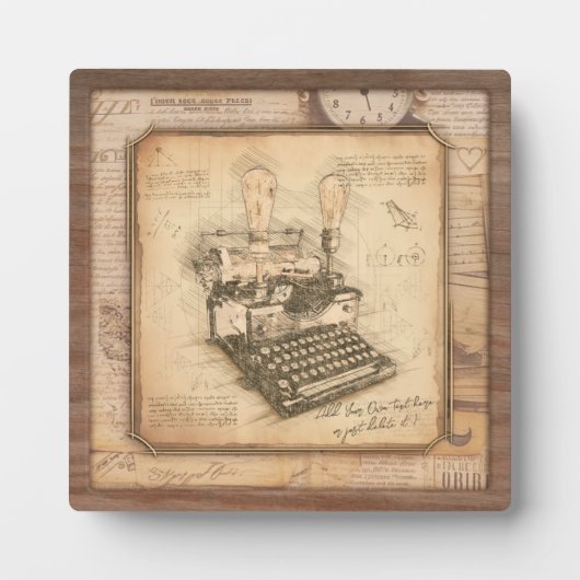 Oude  Typewriter. Auteur / Schrijver Gift Fotoplaat (Voorkant)