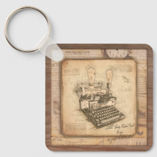 Oude  Typewriter. Auteur / Schrijver Gift Sleutelhanger