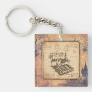 Oude  Typewriter. Auteur / Schrijver Gift Sleutelhanger