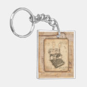 Oude Typewriter. Auteur / Schrijver Gift Sleutelhanger (Voorkant Links)