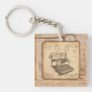 Oude Typewriter. Auteur / Schrijver Gift Sleutelhanger