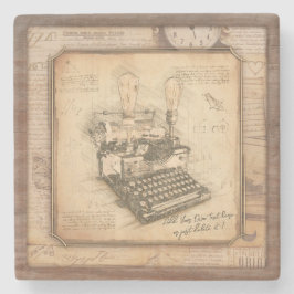 Oude  Typewriter. Auteur / Schrijver Gift Stenen Onderzetter