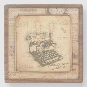 Oude Typewriter. Auteur / Schrijver Gift Stenen Onderzetter