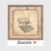 Oude  Typewriter. Auteur / Schrijver Gift Sticker (Vel)