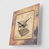 Oude Typewriter. Auteur / Schrijver Gift Vierkante Klok (Hoek)