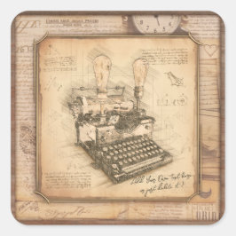 Oude  Typewriter. Auteur / Schrijver Gift Vierkante Sticker