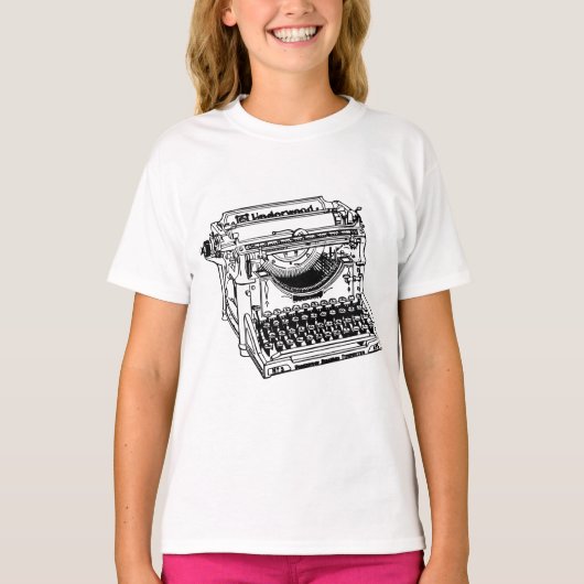 Oude Typewriter Meisjes T-shirt (Voorkant)