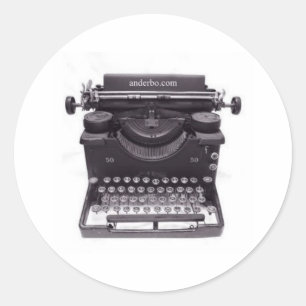 OUDE TYPEWRITER RONDE STICKER
